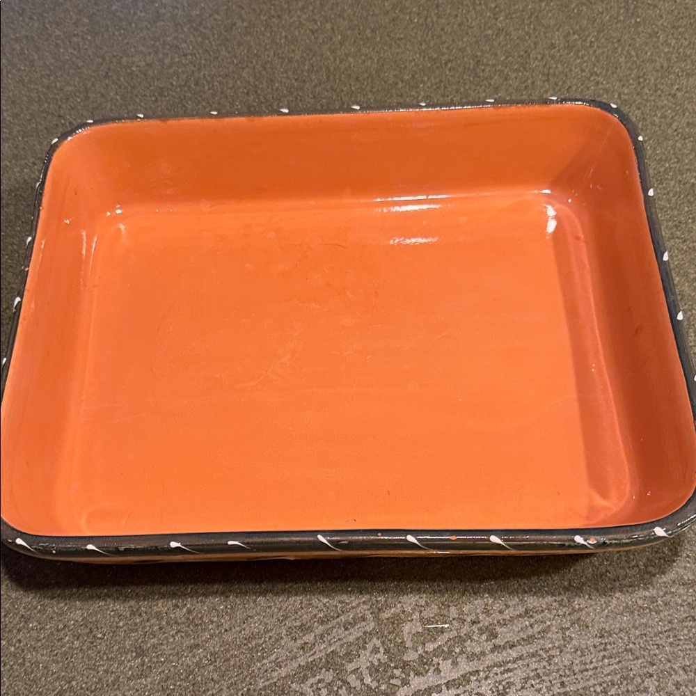 Furio Home Italy Terracotta Serving Platter Orange Hand Painted Floral Vine 12in